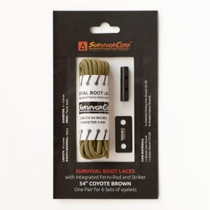 SurvivorCord Survival Boot Laces - Coyote Brown / 54" (6x Eyelets)
