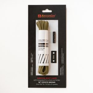 SurvivorCord Survival Boot Laces - Coyote Brown / 96" (10x+ Eyelets)