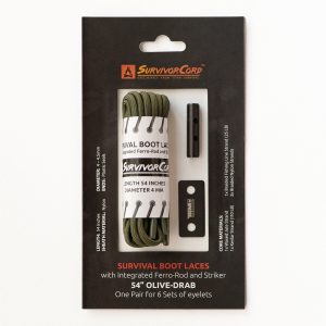 SurvivorCord Survival Boot Laces - Olive-Drab / 54" (6x Eyelets)