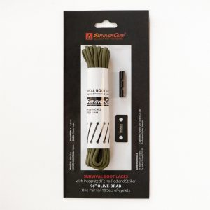 SurvivorCord Survival Boot Laces - Olive-Drab / 96" (10x+ Eyelets)