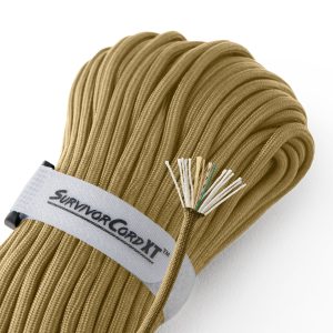 SurvivorCord XT Paracord (USA) | 100 FOOT - 100 Foot Hank / Coyote Brown
