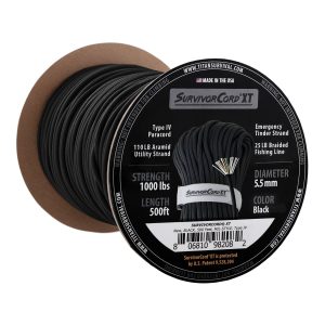 SurvivorCord XT Spool, 500 FOOT - Tactical Black